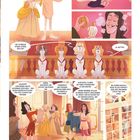 Eine Frau korrigiert die Haltung eines Mannes. Ein Hund mit Krone wird "Belfort" genannt. Menschen sprechen über einen wichtigen Besuch.