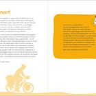 Vorwort über nachhaltiges Reisen ohne Flugzeug; links Text, rechts Info über terran e.V.; Illustration: Radfahrer in Gelb.