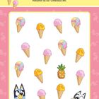 Text: "WAS PASST NICHT DAZU? Ein Gegenstand passt nicht zu den Bildern. Welcher ist es? Umkreise ihn."
Illustration mit Eiscreme und einer Ananas.