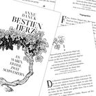 Text: "ANNE DANCK BESTIENHERZ ES WAREN EINMAL ZWEI SCHWESTERN". Illustration: Ein verzweigtes Weinrebenmotiv.