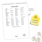 "Schulferien 2027" mit Ferienzeiten pro Bundesland. Rechts Post-it mit: "Schöne Ferien!" Verziert mit einer lächelnden Sonne.