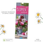 "BLUMEN 2027 Notizkalender", "praktischer Wandkalender für Blumen-Liebhaber", "Größe: 12 x 35 cm". Blumen in Vase.