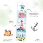 "KÜSTEN LIEBE 2027", Umweltfreundlich, keine Klammer, recycelbar. Illustration: Leuchtturm, Meerestiere. Größe: 7 x 30 cm.