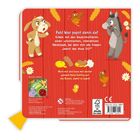 "Puh! Wer pupst denn da?" Erlebe mit den Bauernhoftieren einen Rätselspaß. Zeichnungen von Tieren auf rotem Hintergrund.