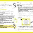 »Das braucht ihr«: Stift, Smartphone mit Suche, GPS. 
»So wird gespielt«: Namen eintragen, Fragen googeln, Punkte notieren.