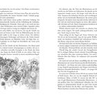 Auf den Seiten 88 und 89 eines Buches ist eine detaillierte Textbeschreibung einer Bibliotheksszene mit einer Illustration unten rechts.

