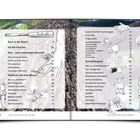 Inhaltsverzeichnis: Themen wie Natur, Holz, Schnitzen, Sicherheit und Bildhauerei. Hintergrund: Baumstamm mit Zeichnungen.