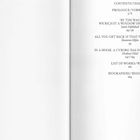 CONTENTS/INHALT: PROLOGUE/VORWORT 5/6, LIST OF WORKS/WERKE 161, BIOGRAPHIES/BIOGRAFIEN 164. Weiße Buchseite.