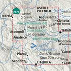 Karte mit Beschriftungen: Norcia, Ascoli Piceno, Teramo, L'Aquila, Amatrice. Berge und Flüsse sind erkennbar.