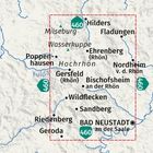 Karte mit Orten wie Gersfeld, Poppenhausen und Bad Neustadt, eingerahmt von Rote Linie, Route 460 markiert.