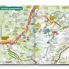 Kartentitel: "Cartina panoramica". Städte: "BOLZANO/BOZEN", "Ortisei/St. Ulrich". Viele rote, gelbe Straßenlinien.