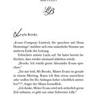Kapitel 1: Layla Brooks telefoniert, spricht mit Dean Hemmings, fragt nach Alexander Evans wegen seiner Schwester Lilly. Seite 9.