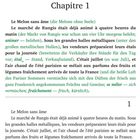 Kapitel 1: Titel "Le Melon sans âme" auf Deutsch "die Melone ohne Seele", französischer Text mit deutscher Übersetzung.
