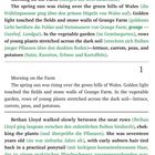 Kapitel 1: Morgen auf dem Bauernhof. Frühlingssonne über grünen Hügeln von Wales. Salat, Karotten, Erbsen, Kartoffeln.