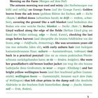 Kapitel 1: "Morning on the Farm (Morgen auf dem Hof). The autumn morning was cool and misty..."  Es handelt von Bethan Lloyd.