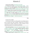 "Historia 2", gefolgt von einem zweisprachigen Text über ein kleines Auto und Menschen in einer Szene. Seitenzahl: 19.