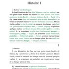 Überschrift: Histoire 1. Text in Französisch und Deutsch über einen Bauernhof in der Nähe von Pau. Seitenzahl 11.