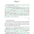 Seite 11, Story 1: „The Morning Briefing“, beschreibt den Alltag von Geoffrey und seinem Hund Reginald.