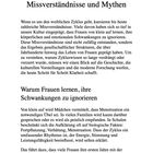 Kapitelüberschrift: Missverständnisse und Mythen. Thema: Frauen lernen, ihre körperlichen und emotionalen Schwankungen zu ignorieren.