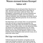 1 Warum niemand deinen Krempel haben will  
Text über ungeliebte Erbstücke und die Illusion des wertvollen Besitzes.