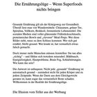 Kapitelüberschrift: "Die Ernährungslüge – Wenn Superfoods nichts bringen". Themen: gesunde Ernährung, Superfoods, Mythen.