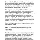 Kapitel 1: Ich & mein Körper; Text darüber, den eigenen Körper und Menstruationszyklus zu verstehen.