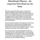 Kapitel 4: Blutstillende Pflanzen als Naturverbände, inkl. Schafgarbe und Tormentill zur Wundversorgung früherer Zeiten.