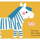 Hello Big Zebra! How many baby zebras can you find? You found . . . 1 . . . one baby! Illustration: Zwei süße Zebras.