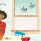 Text oben links: In the spring, Mom and I planted a pumpkin seed...

Rechts ein Junge, der täglich seinen Kürbissamen kontrolliert.