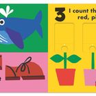 1 I count one. Ein blauer Wal. 2 I count two. Zwei Schuhe. 3 I count three flowers, red, pink, blue. Bunte Blumentöpfe.