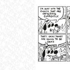Comic mit Hund in einem brennenden Raum: "I'm okay with the events...", "That's okay, things are going to be okay."