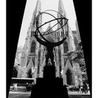 Text: "St. Patrick's Cathedral", "CASARES EDITION". Kalenderansicht. Statue von Atlas mit Armillarsphäre vor großer Kathedrale.