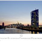 Text: "Europäische Zentralbank", "10", "CASARES EDITION". 

Abendlicher Blick auf eine Skyline und Fluss mit Brücke.
