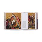 Text links: "Bartolomé Bermejo", "Saint Michael Triumphs over the Devil, 1468". Rechts ein mittelalterliches Gemälde.