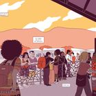 Texte: "ICH HATTE ALLES VERGESSEN...", "DIE FARBEN, DIE DÜFTE, DIE MENSCHEN.", "MEINE INSEL." Illustration zeigt Menschen am Flughafen.