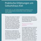 "Praktische Erfahrungen am Geburtshaus Kiel" steht in großer Textgröße. Ute Marcussen, 34, seit 12 Jahren Hebamme...