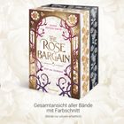 Gesamtansicht aller Bände mit Farbschnitt. "The Rose Bargain" von Sasha Peyton Smith. Dekorative Buchcover mit Rosen.