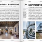 Seite zeigt Texte über die "Detroit Main Library" und die "Drummondville Public Library", mit Bildern ihrer Innen- und Außenansichten.