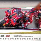 "Oktober 2027. Francesco Bagnaia (ITA), Ducati Lenovo Team MotoGP 2024, Ducati Desmosedici GP24. Kalenderblatt mit Motorradscene."