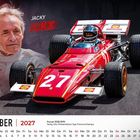 „Jacky Ickx“, „Oktober 2027“, „Ferrari 312B 1970“, „Jacky Ickx Präsentation Spa Francorchamps“, roter Rennwagen Nr. 27.