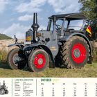 Kalenderblatt mit Foto eines Lanz Bulldog D1506 Traktors, Oktober 2027. Baujahr 1952, 55 PS, Glühkopfmotor.