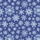 Es sind keine Texte vorhanden. Illustration von weißen Schneeflocken auf dunkelblauem Hintergrund.