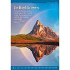 Text: "Ein Bund für immer. In Jesus Christus sind wir von Ewigkeit her erwählt, in der Zeit angenommen und für die Ewigkeit verbunden."

Ein Berg mit Regenbogen in einer Landschaft, gespiegelt in einem klaren See.