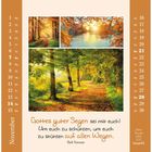 November Kalenderblatt mit Wald- und Seebildern. Text: "Gottes guter Segen sei mit euch!" und "auf allen Wegen."