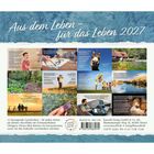 „Aus dem Leben - für das Leben 2027“. Unten: „12 bewegende Geschichten... Schmunzelfaktor.“ Bilder von Natur, Menschen, Tieren.