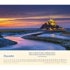 Dezemberkalender mit irischem Segenswunsch und Mont Saint-Michel bei Sonnenuntergang.