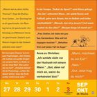 Verschiedene Witze in Textform und ein Kalender von Mo. 27 bis So. 3, mit Illustrationen rechter Hand. Unten rechts: "SEP OKT 39. Woche".