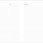 Reiseplanung. Spalten: Ziel, Datum, Nicht vergessen. Linien zum Ausfüllen.