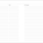Reiseplanungstabelle mit Spalten: Ziel, Datum, Nicht vergessen. Enthält leere Linien zum Eintragen von Informationen.