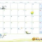 Kalender für Oktober. Enthält Illustrationen von Tieren: Kuh, Schildkröte, Krokodil, Vogel. Feiertage farblich markiert.